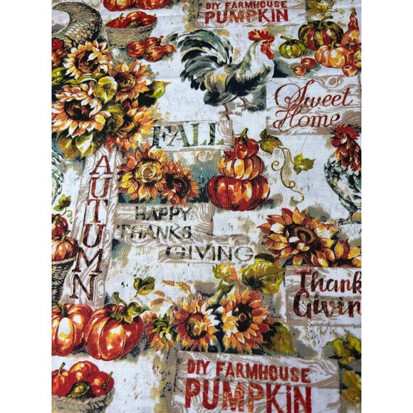 Thanksgiving-Themed Cotton Fabric 25"x44" Joann Roosters Pumpkins Sunflowers Des - Picture 2 of 12